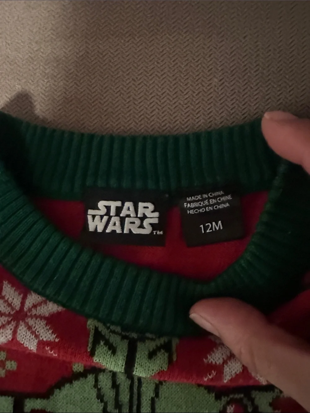 Star Wars toddler Red & Green grogu Holiday Sweater 12mo